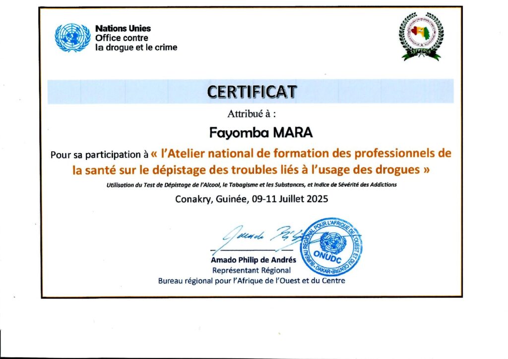 Programme Simandou 2024 : Perspective sante mentale en Guinée Certificat Mara Pdf 1024x725